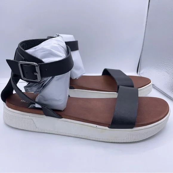 MAURICES black leather ankle strap platform sandals women Size 11 - Picture 9 of 12